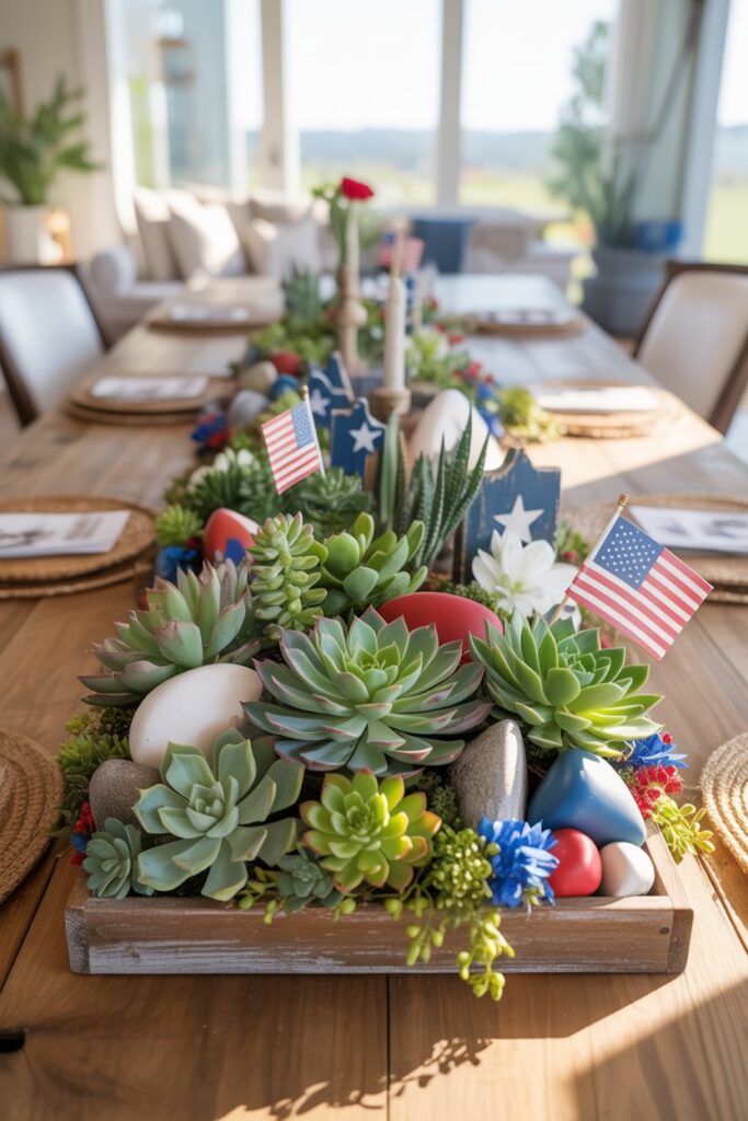 Patriotic Succulent Centerpiece