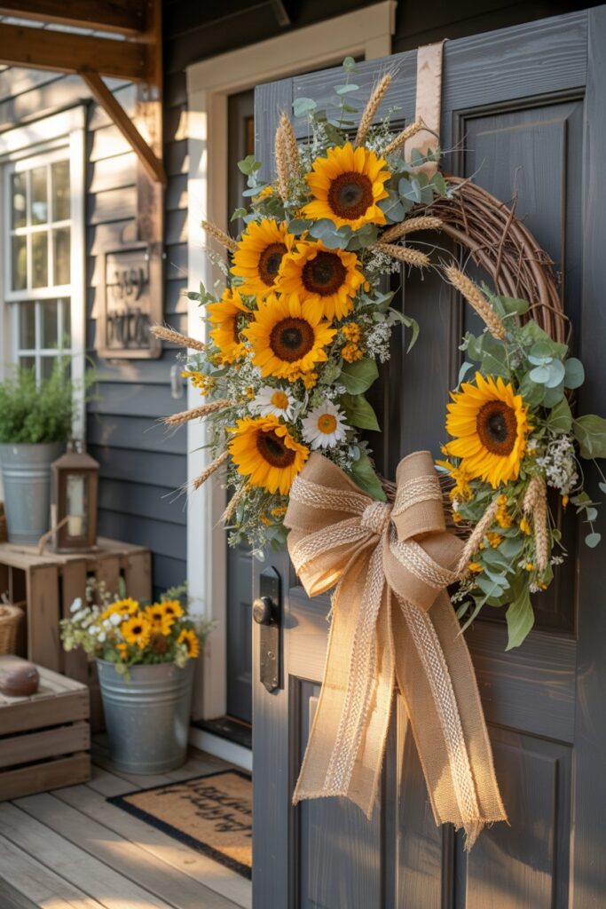 Rustic Burlap and Sunflower Wreath