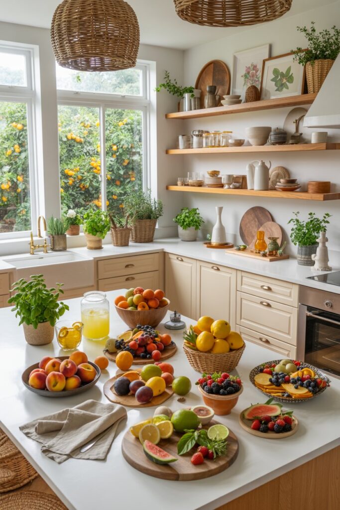 Summer Kitchen with Fresh Fruit Displays