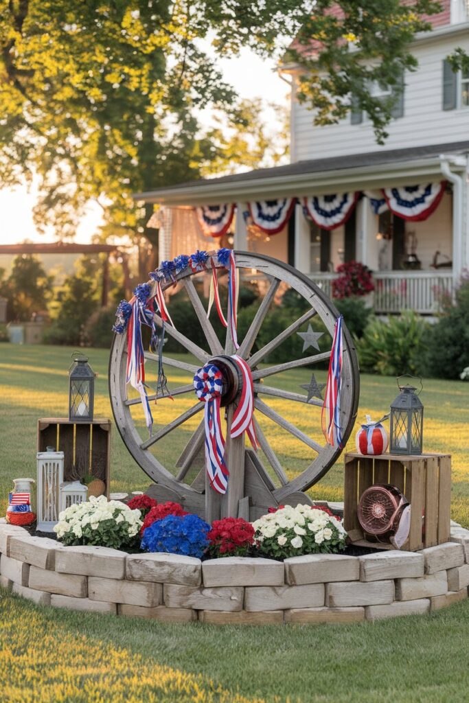 Star-Spangled Wagon Wheel Display