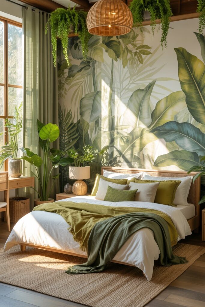 Nature-Inspired Green Summer Bedroom