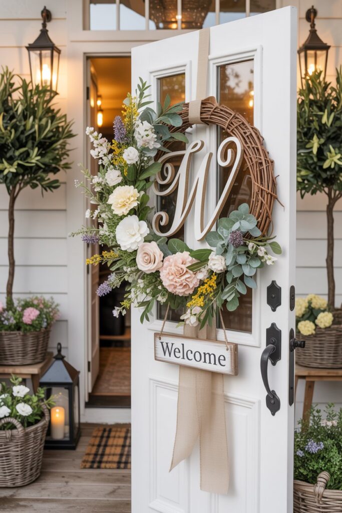 Monogrammed Summer Welcome Wreath