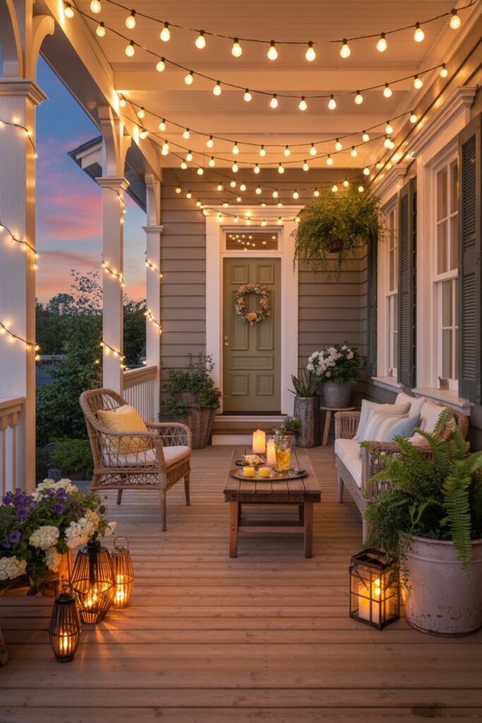 Summer Porch With String Lights