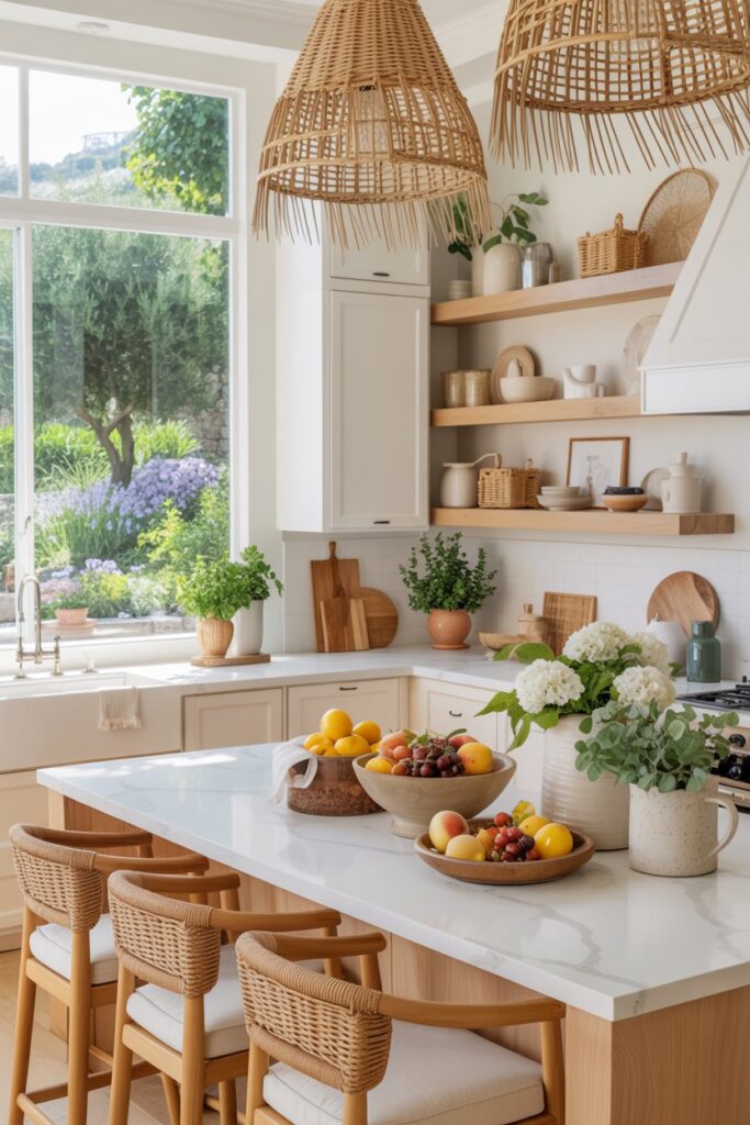 Summer Kitchen with Woven and Rattan Accents