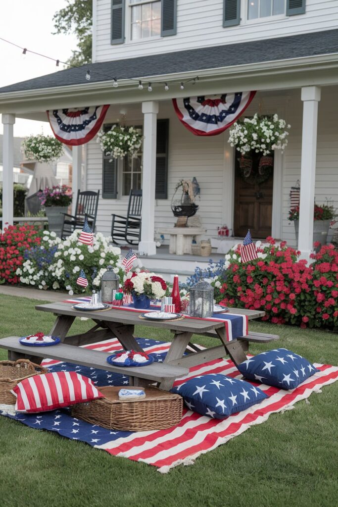 Festive Front Yard Picnic Scene