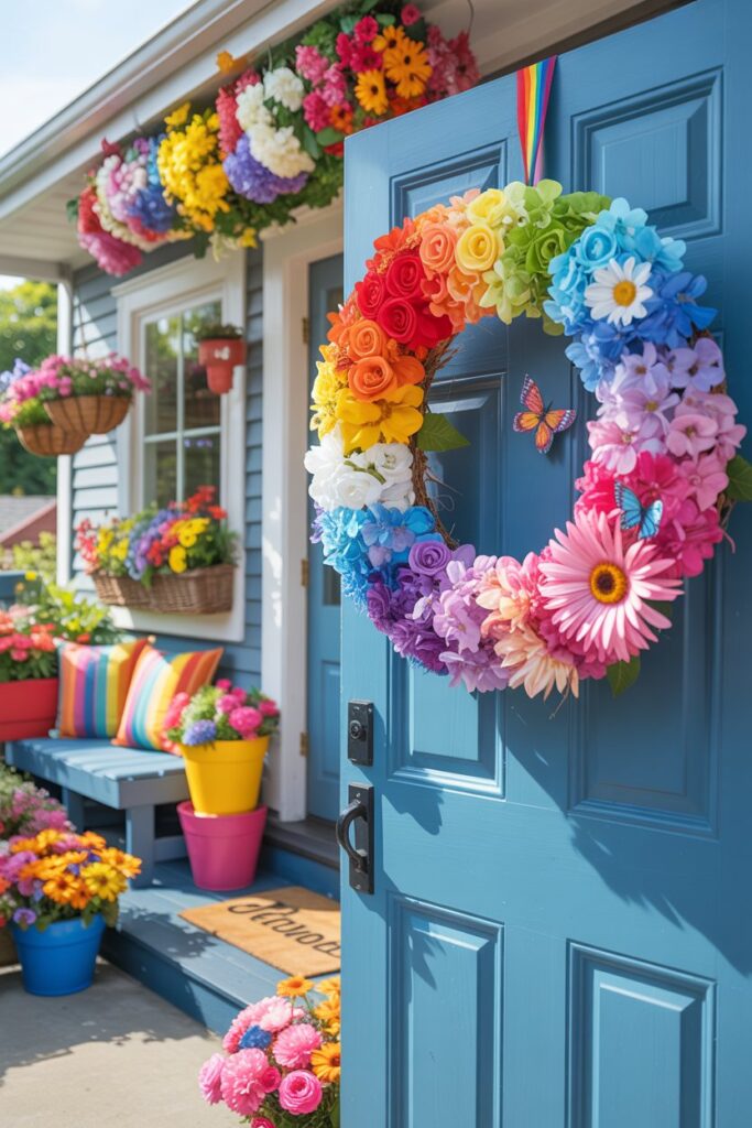 Colorful Rainbow Summer Wreath