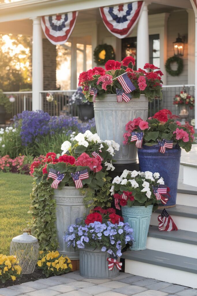 Patriotic Flower Pot Cluster Arrangement