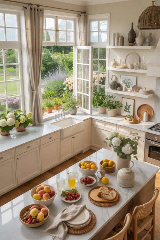 Summer Kitchen with Open Windows and Natural Light
