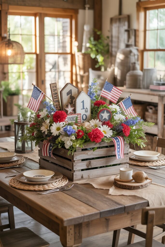 Rustic Wooden Crate Centerpiece
