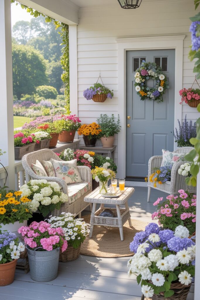 Summer Porch With Seasonal Florals