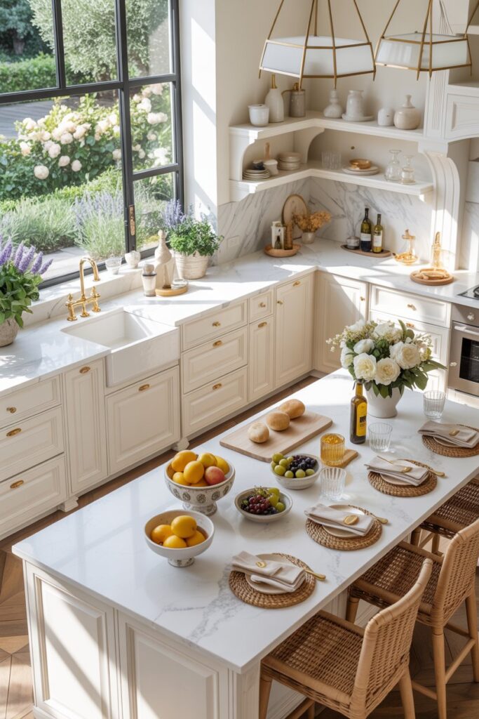 Elegant Summer Kitchen with Gold Accents