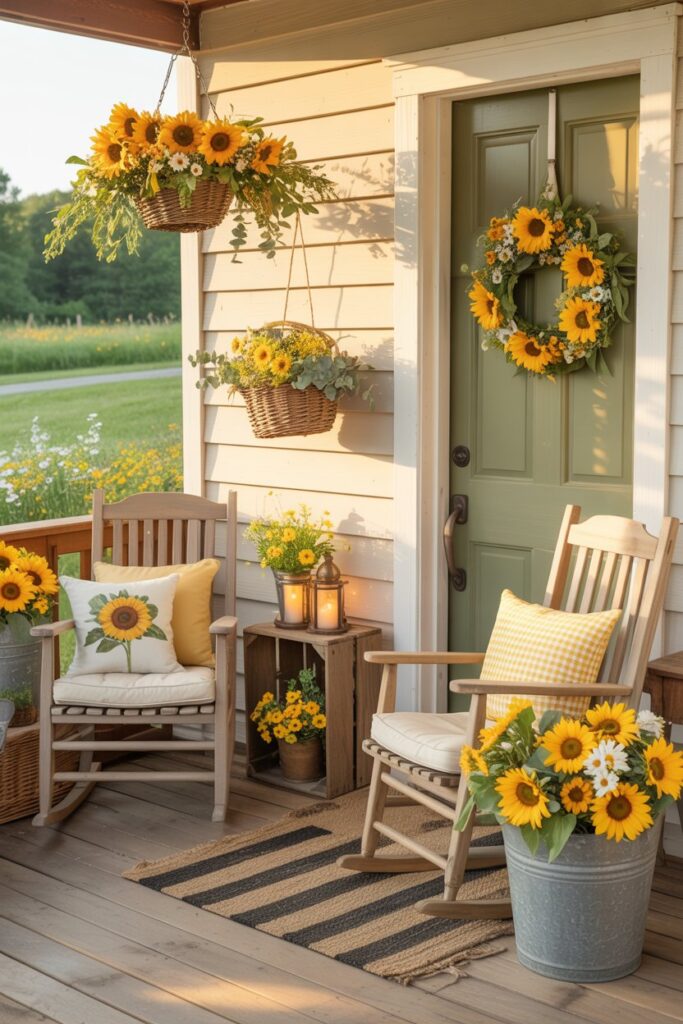 Sunflower-Themed Summer Porch Decor