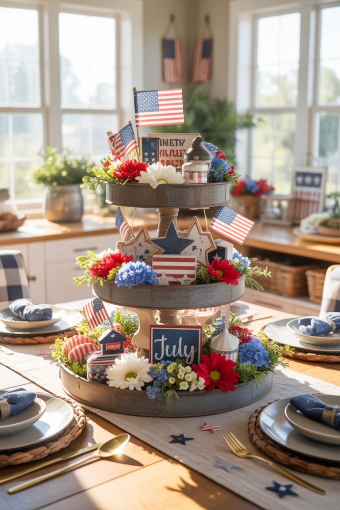 Tiered Tray Patriotic Centerpiece