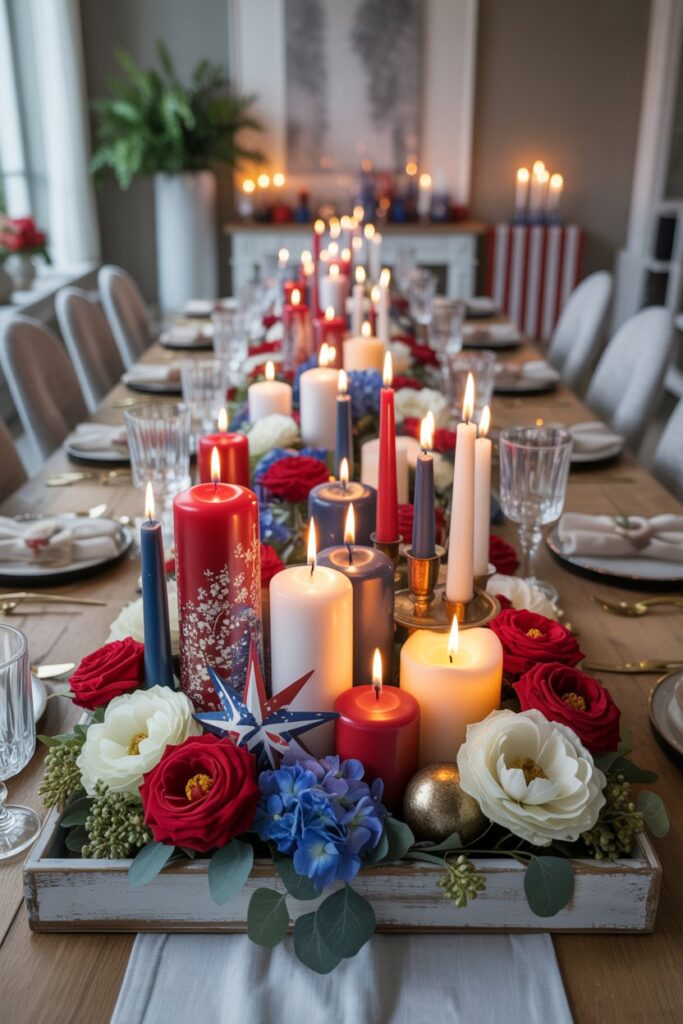 Red, White and Blue Candle Centerpiece