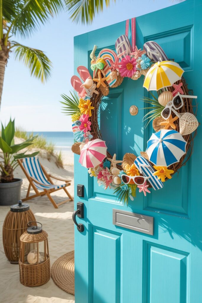 Beach Umbrella and Flip-Flop Wreath