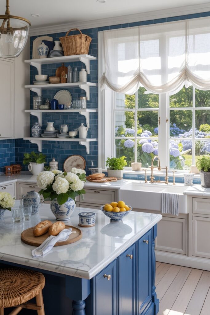 Blue and White Summer Kitchen