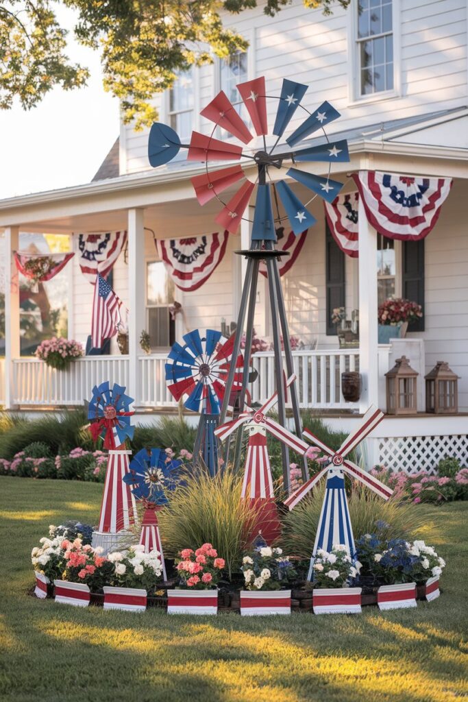 Patriotic Windmill Lawn Display
