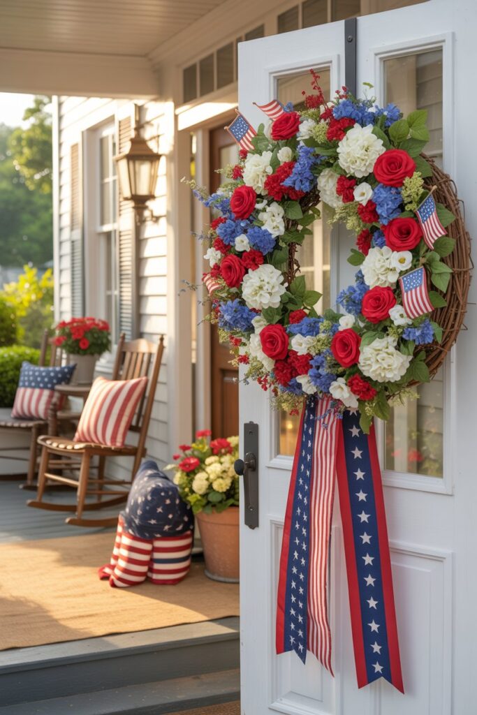 Patriotic Red, White, and Blue Summer Wreath