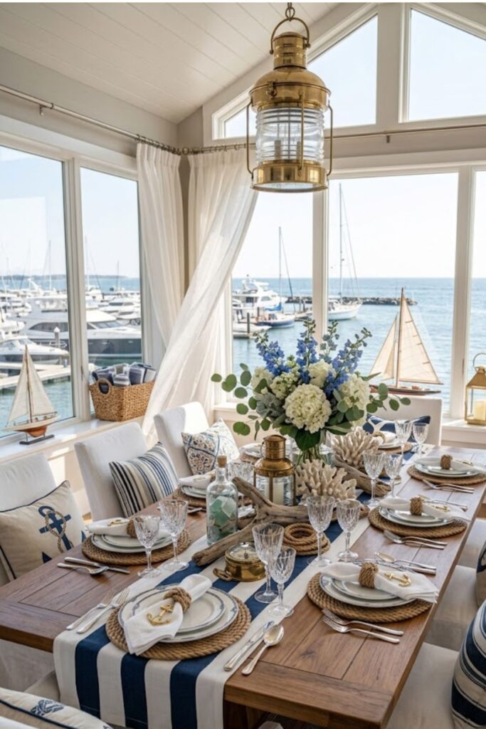 Nautical Navy and Rope Tablescape