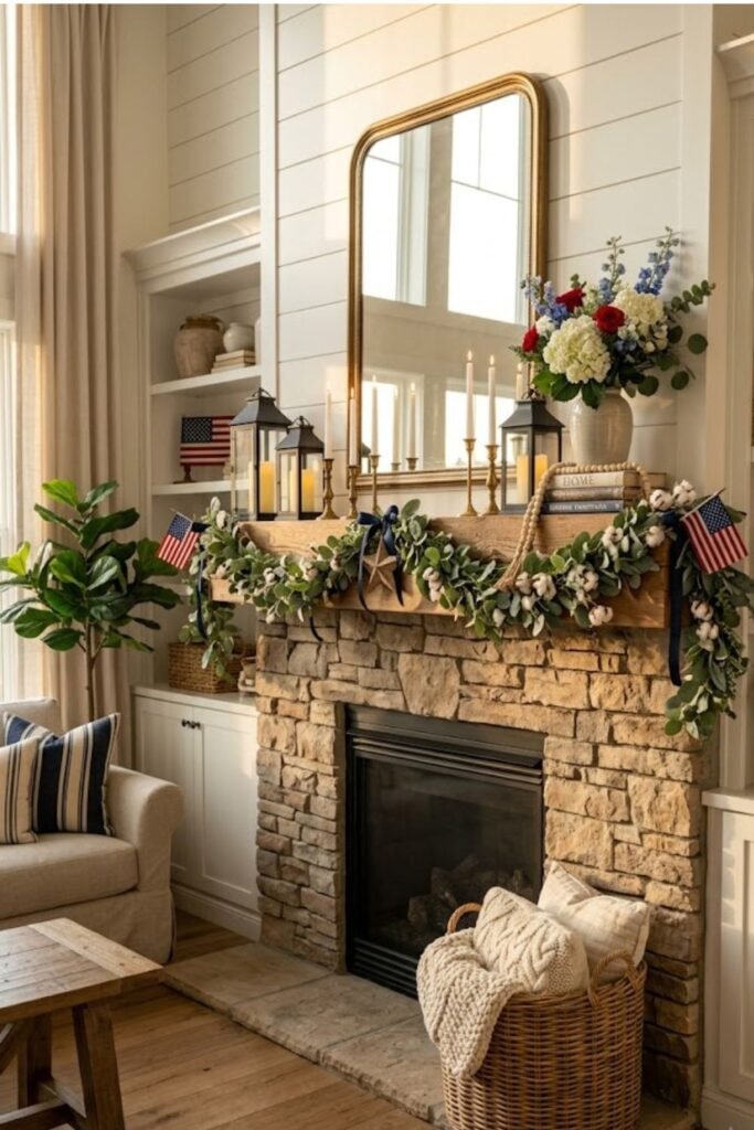 Labor Day Mantel Decor
