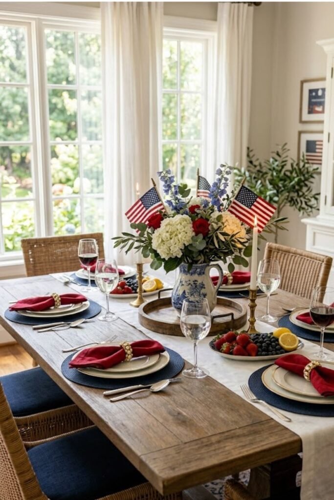 Red, White, and Blue Table Setting