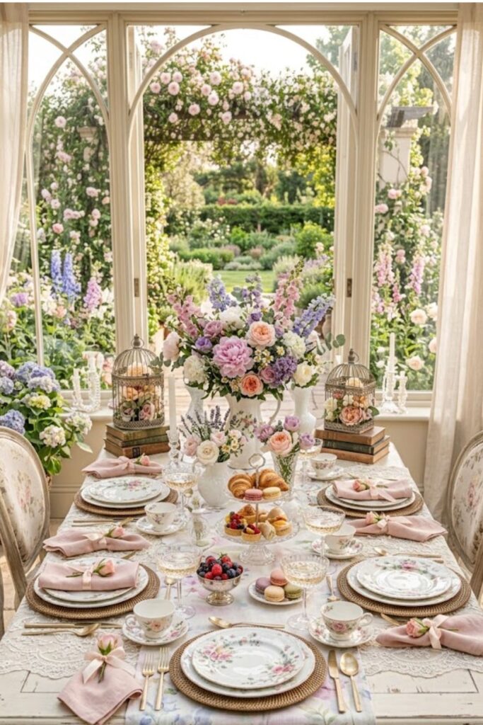Vintage Floral Summer Brunch Table