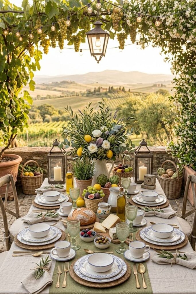 Tuscan Olive and Lemon Tablescape