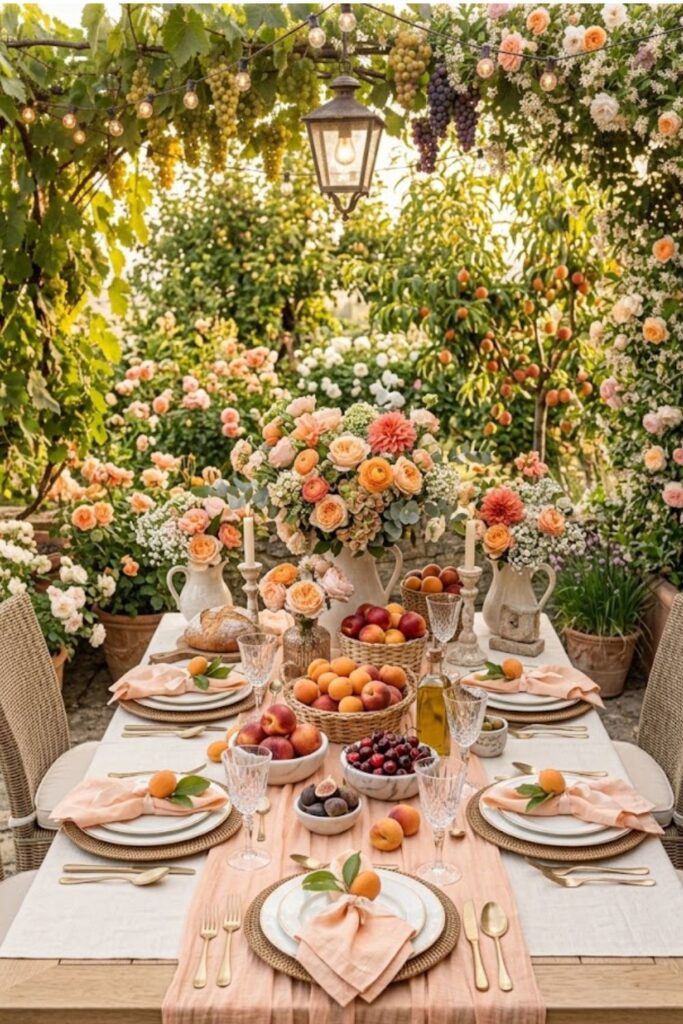 Peach and Apricot Summer Tablescape