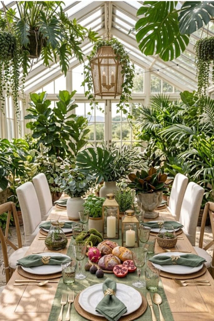 Green Botanical Summer Tablescape