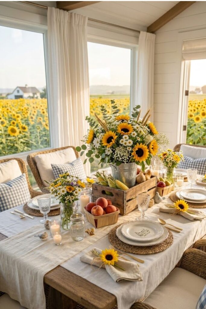 Fresh Sunflower Farmhouse Tablescape