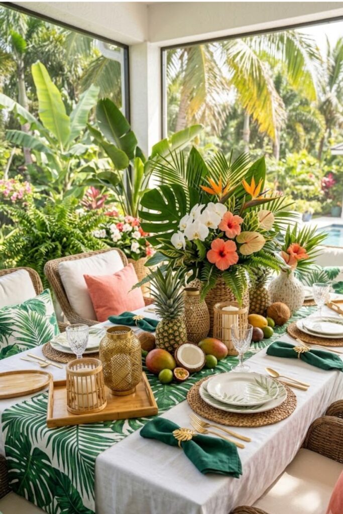 Tropical Palm Leaf Tablescape