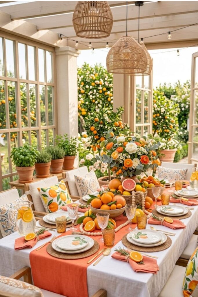Citrus Orange and Grapefruit Tablescape