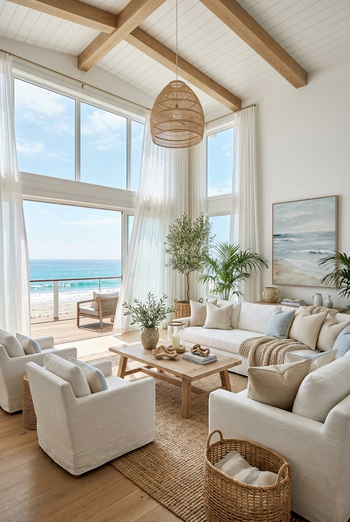 Light and Airy Living Room with White Linen Furniture