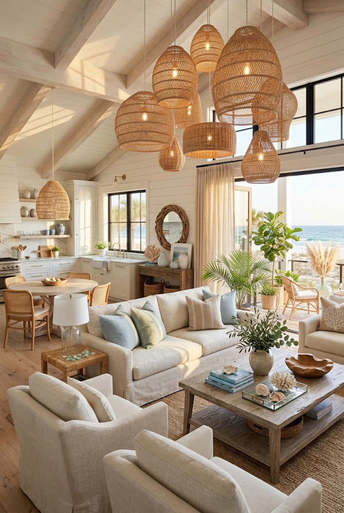 Woven Pendant Lights for a Relaxed Coastal Feel