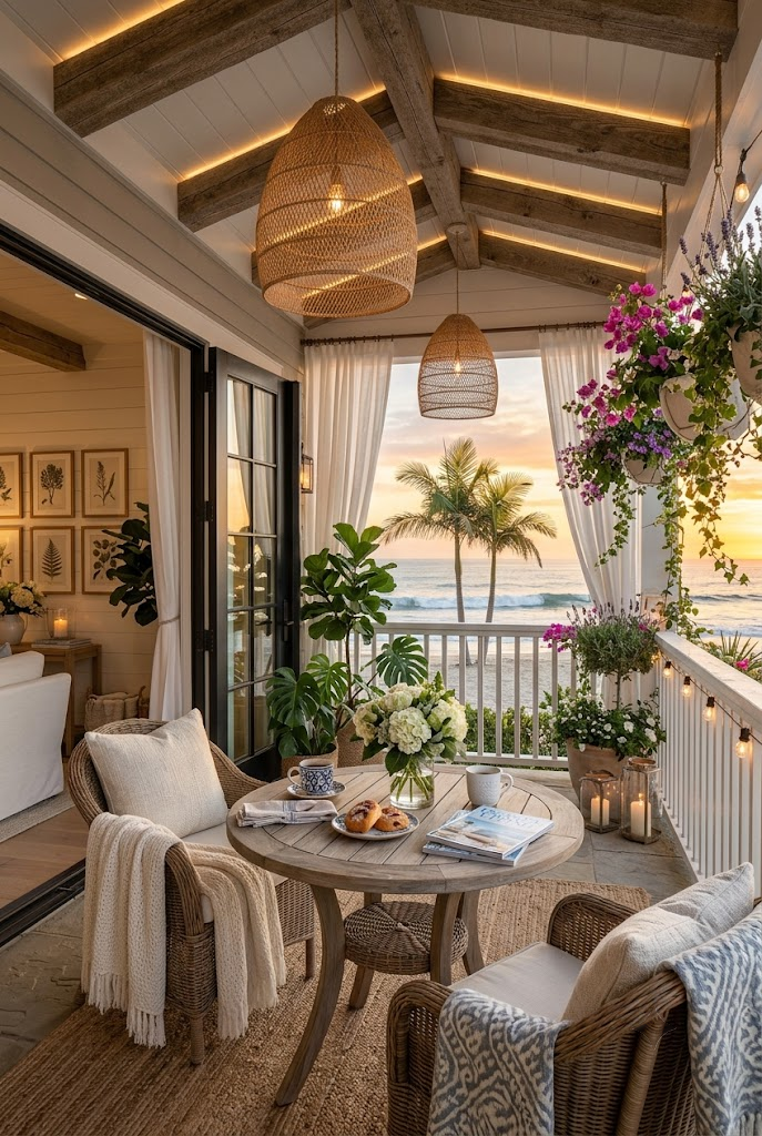 Beach House Balcony with Cozy Bistro Seating
