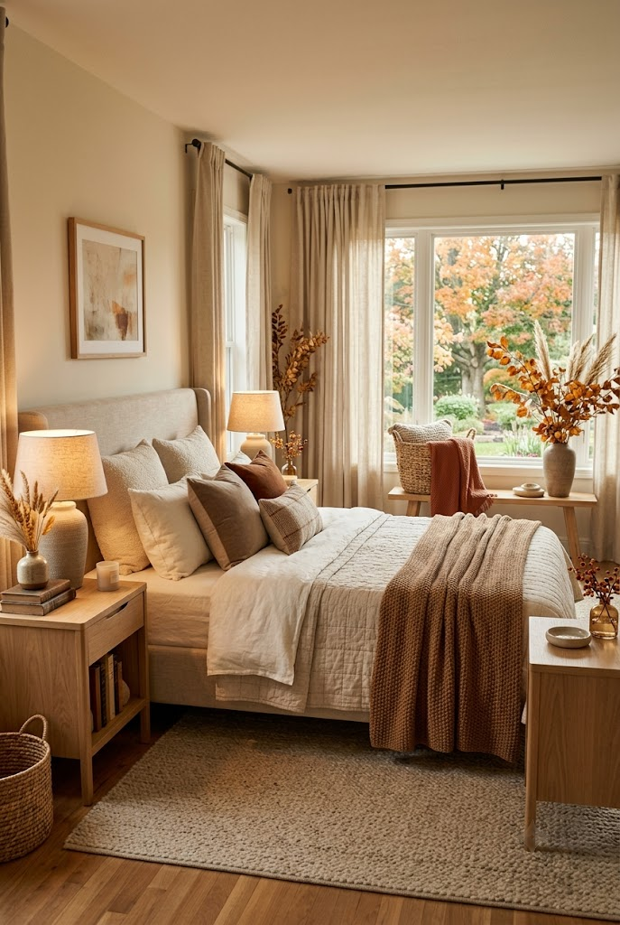 Cozy Fall Bedroom with Warm Neutrals