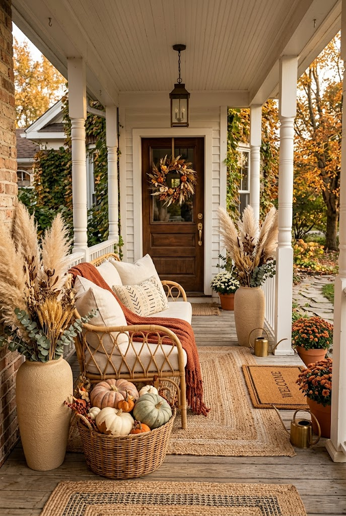 Boho Fall Porch with Natural Textures