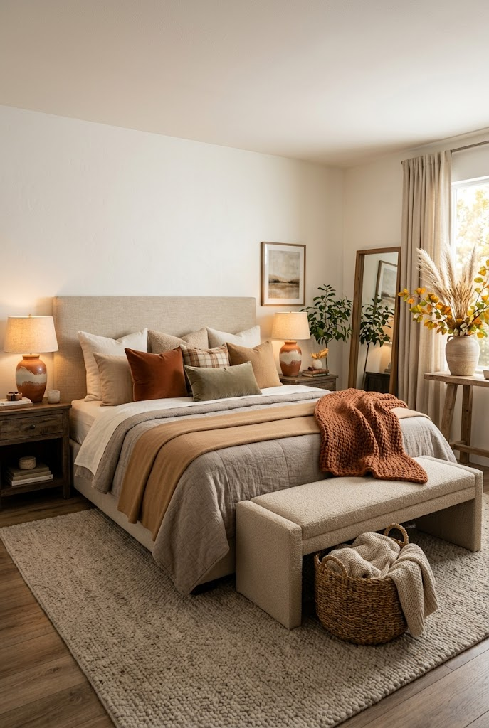 Cozy Layered Fall Bedding