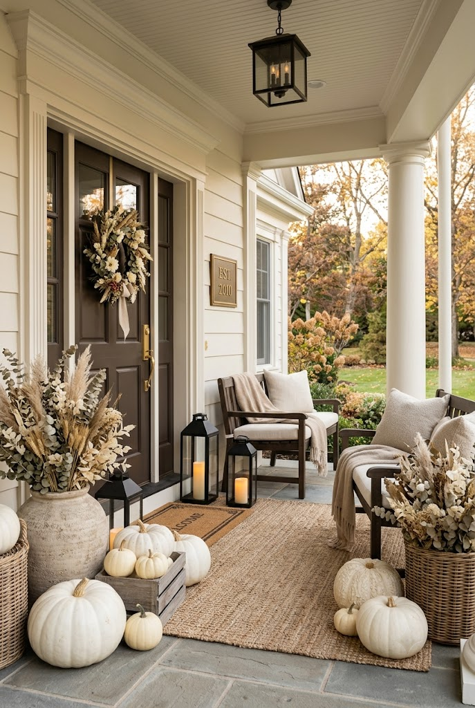 Elegant Fall Porch with Neutral Colors