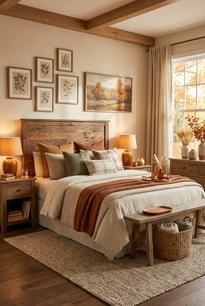 Fall Bedroom with Wooden Accents