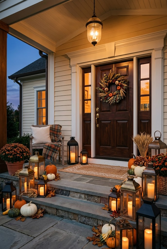 Fall Porch with Lanterns and Candlelight