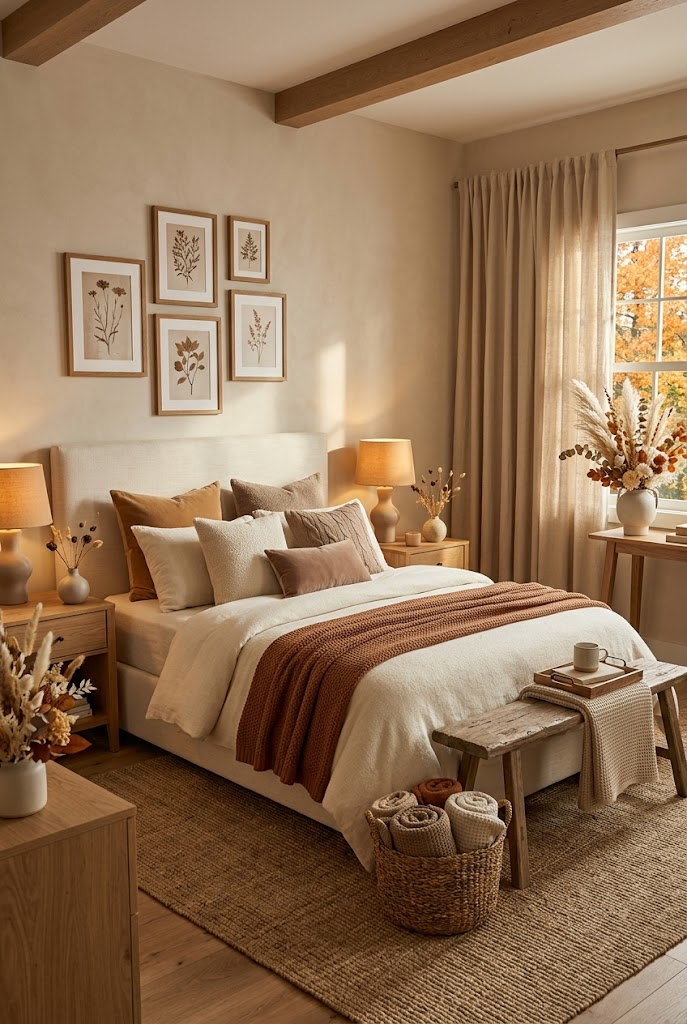 Fall Bedroom with Dried Flowers