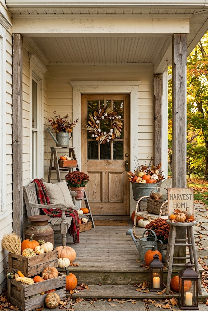 Fall Porch with Vintage and Antique Accents