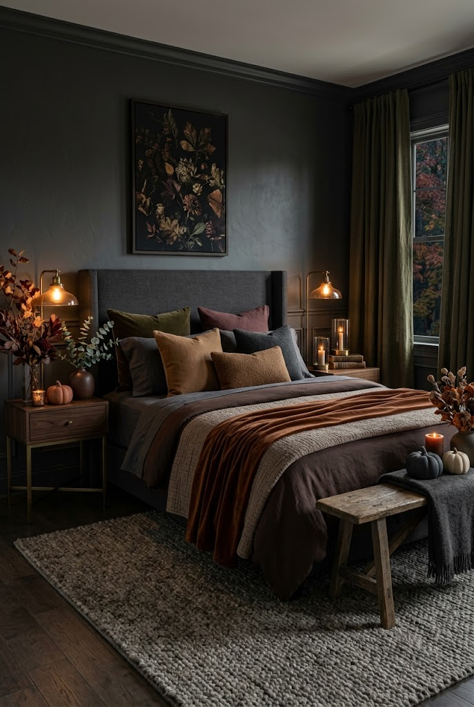 Moody Dark Fall Bedroom