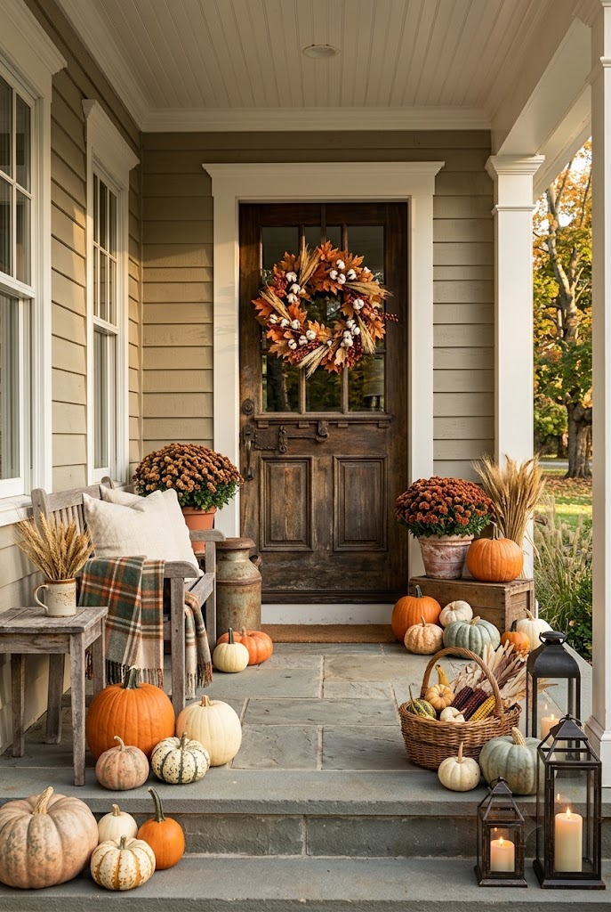 Rustic Farmhouse Fall Porch Decor