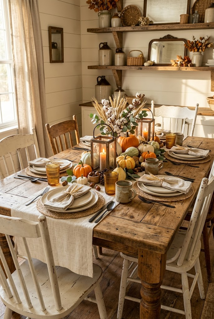 Cozy Farmhouse Fall Table Setting