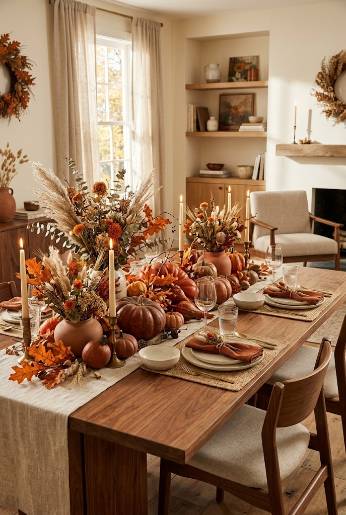 Orange and Terracotta Fall Table Centerpiece