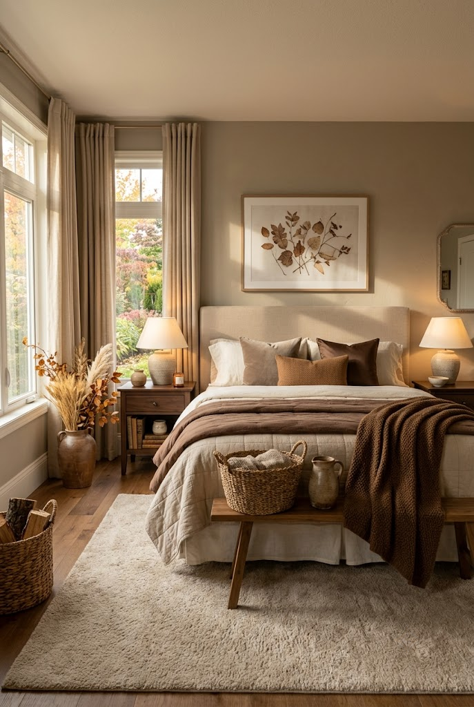 Brown and Beige Fall Bedroom