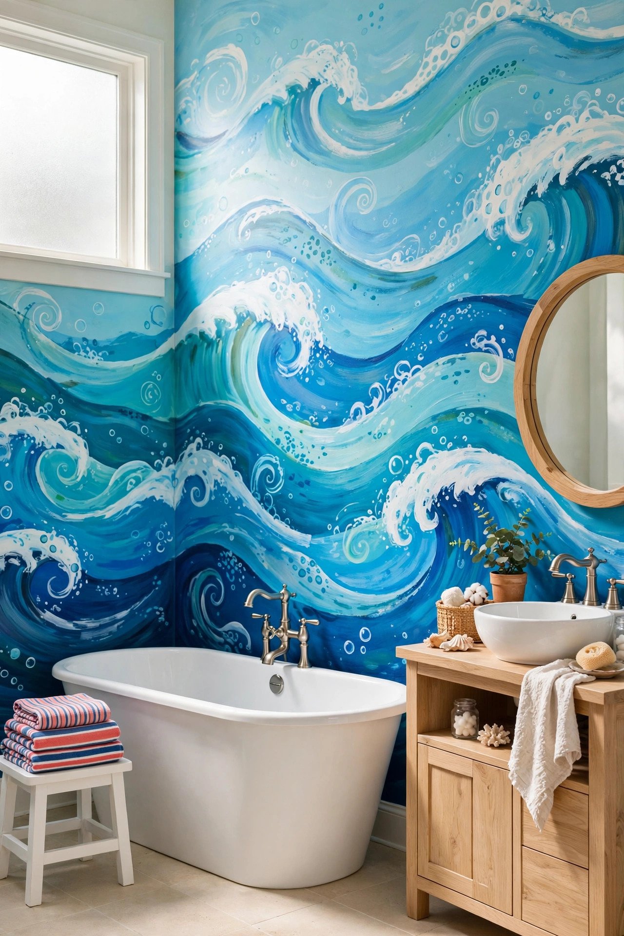 Ocean Wave Mural Accent Wall
