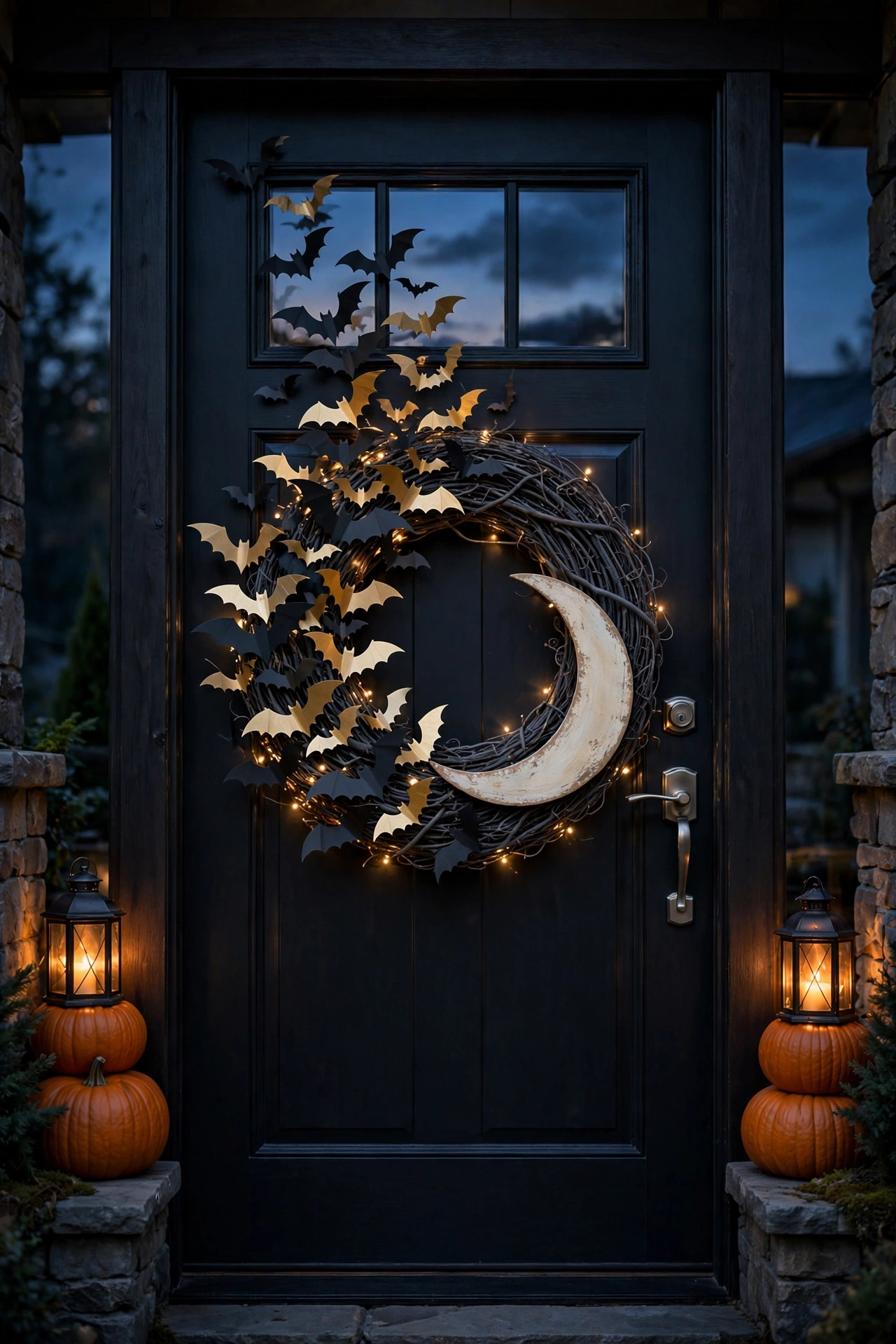 Spooky Bat and Moon Wreath